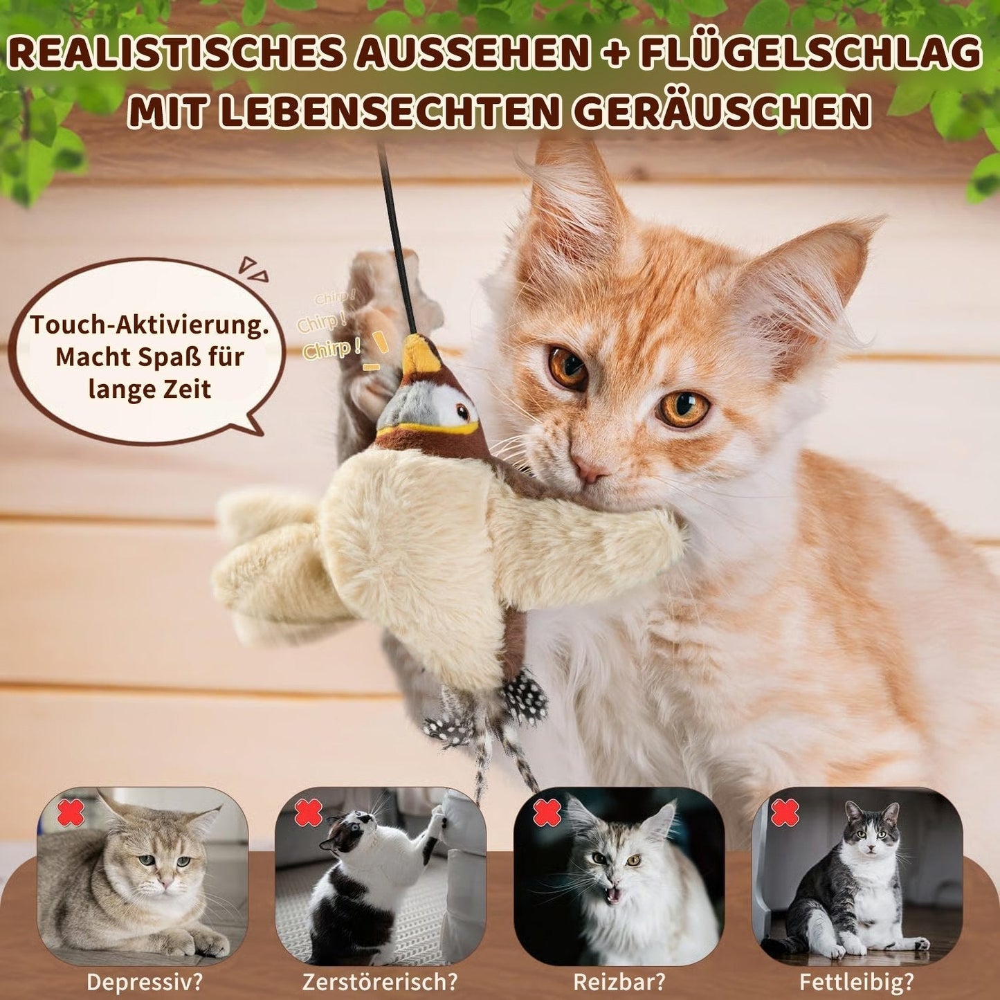 🔥Letzter Tag 49 % RABATT - 🐾Interaktives zwitscherndes Vogel-Katzenspielzeug
