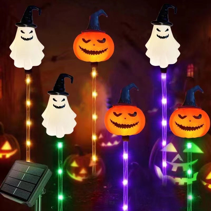Halloween-Kürbis-Gartenstecker mit Solarleuchte