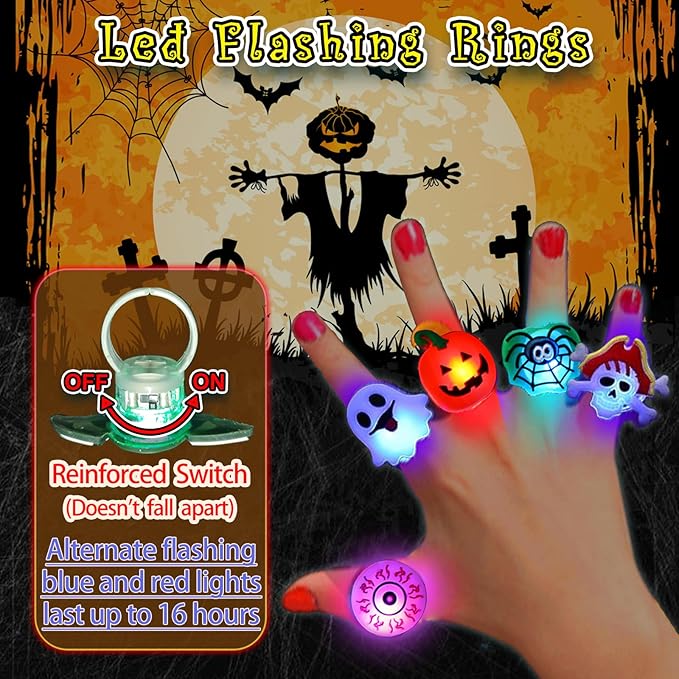 🎁LED-Licht Halloween Leuchtring😍 – Set mit 50 Stück