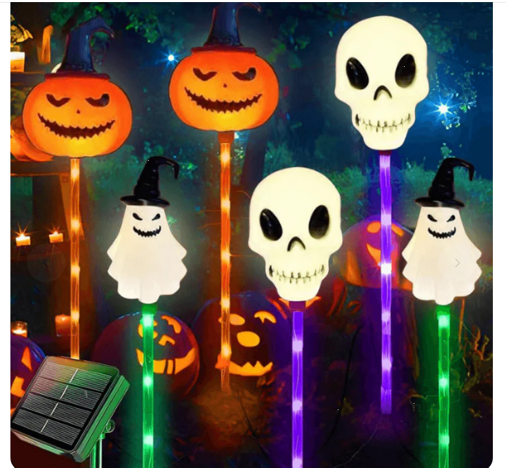 Halloween-Kürbis-Gartenstecker mit Solarleuchte