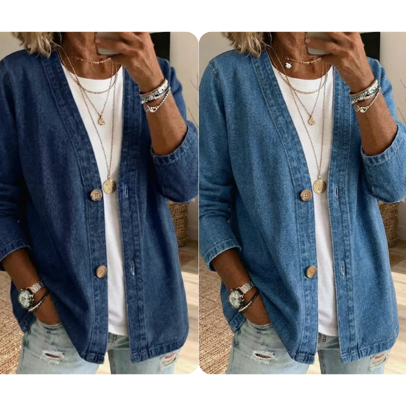 🧥Neu eingetroffen – 40 % Rabatt!🍊Klassische Jeansjacke für Damen mit Knopfleiste