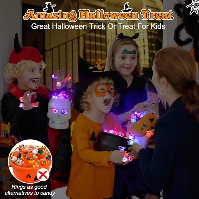 🎁LED-Licht Halloween Leuchtring😍 – Set mit 50 Stück