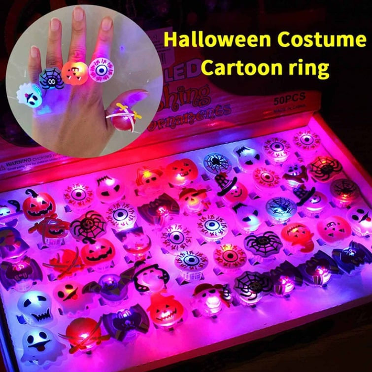 🎁LED-Licht Halloween Leuchtring😍 – Set mit 50 Stück