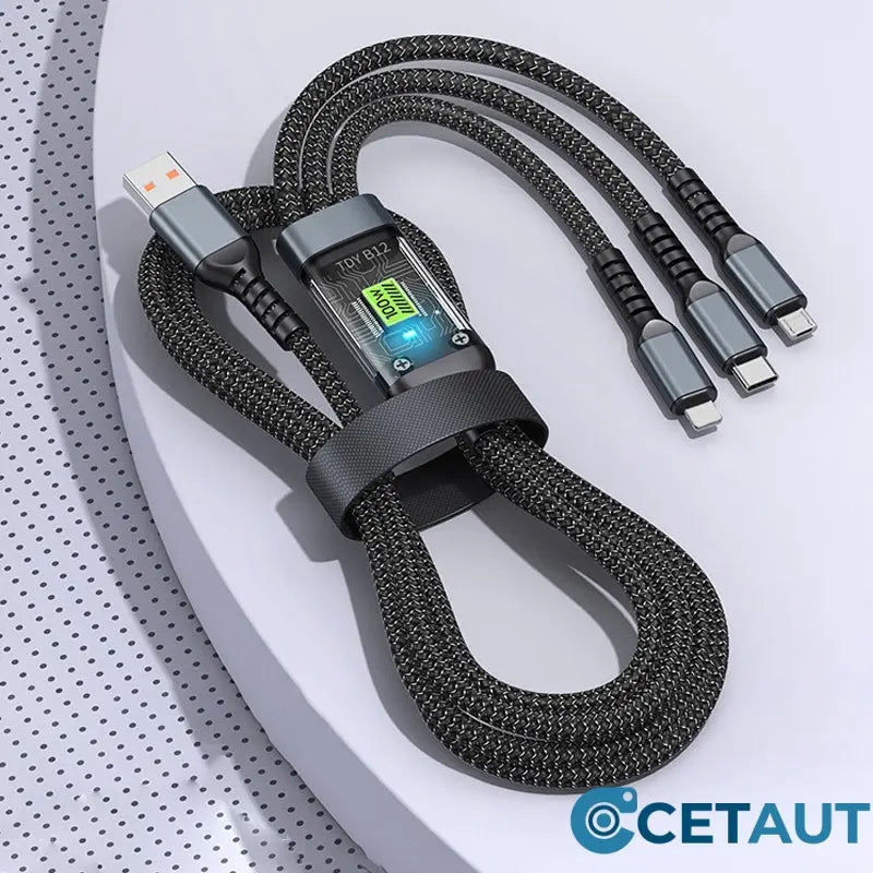 📱Transparentes, leuchtendes 3-in-1-Datenkabel mit superschneller Aufladung