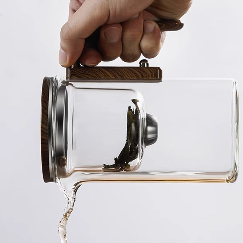 🫖🔥Wassertrennende Glasteekanne mit Holzgriff