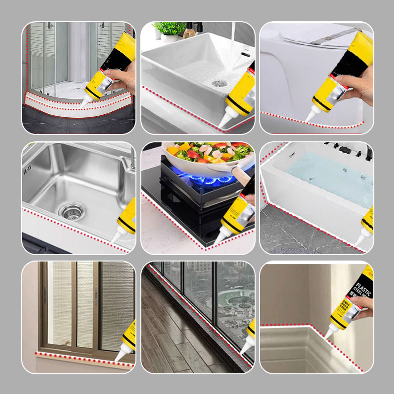 🏠⏳Begrenzte Zeit 50% Rabatt💥Multifunktionale wasserdichte weiße Dichtungsmasse mit Schaber