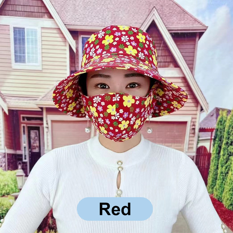 Blumendruck Eimer Sonnenhut mit Maske für Frauen
