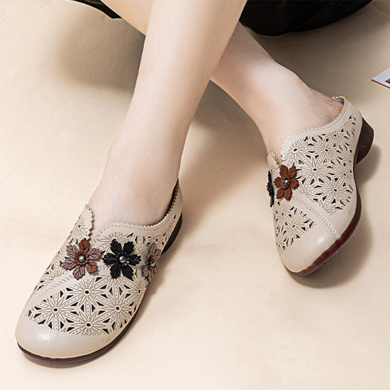 đ„Floral design women's elegant PU leather slide sandalsđ„