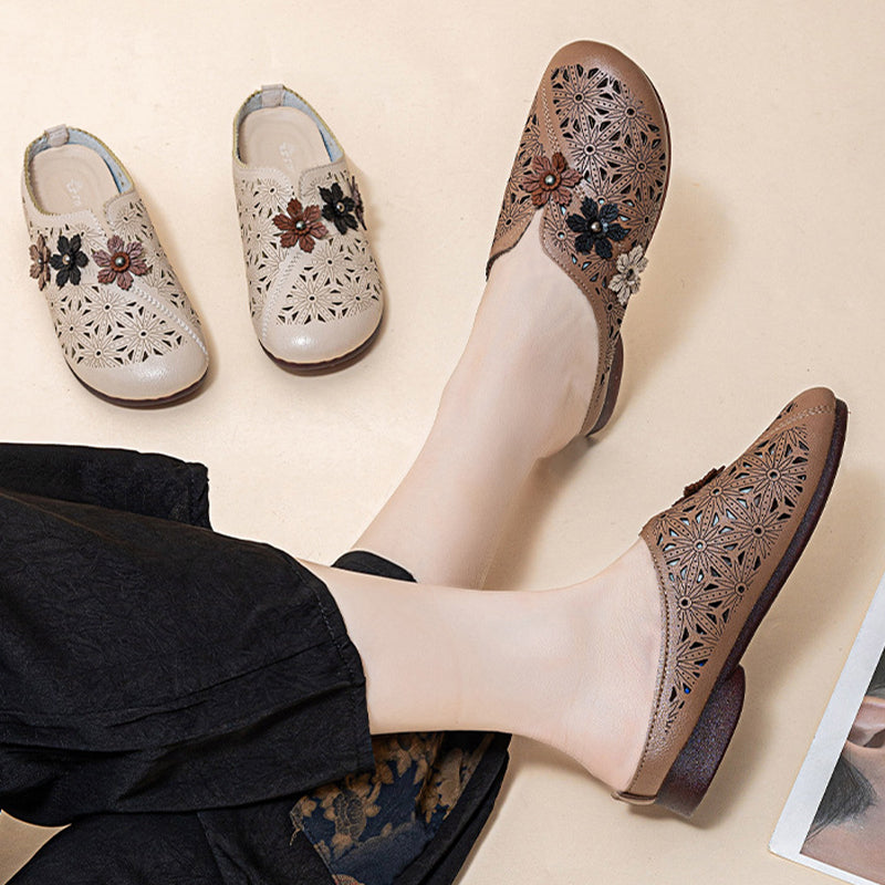 đ„Floral design women's elegant PU leather slide sandalsđ„