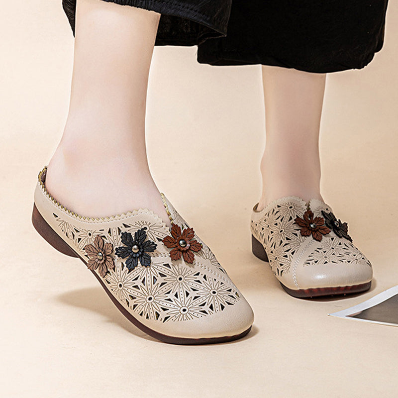đ„Floral design women's elegant PU leather slide sandalsđ„