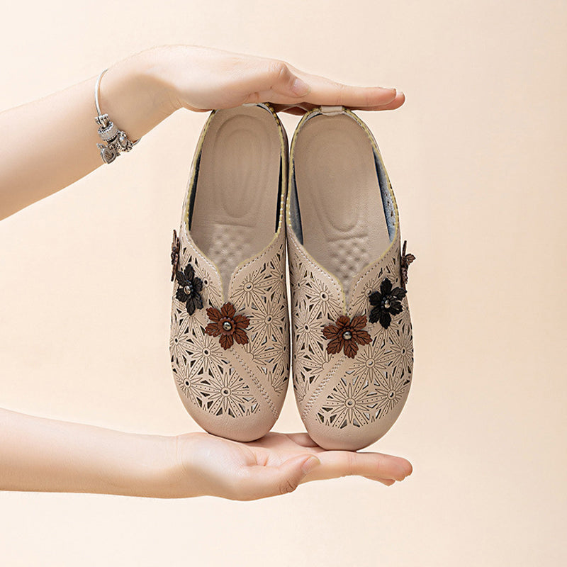 đ„Floral design women's elegant PU leather slide sandalsđ„
