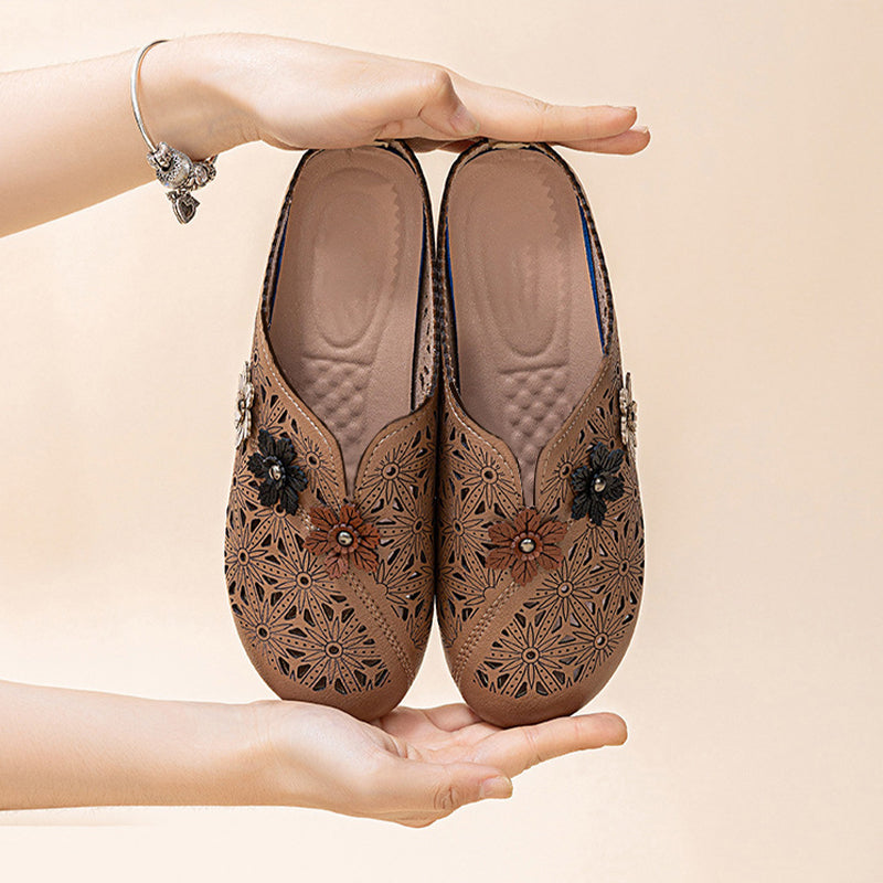 đ„Floral design women's elegant PU leather slide sandalsđ„