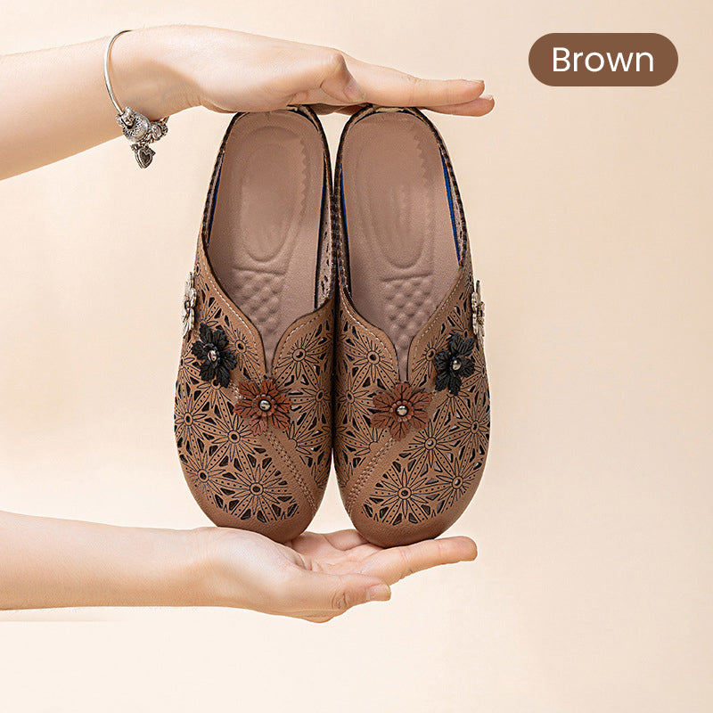 đ„Floral design women's elegant PU leather slide sandalsđ„