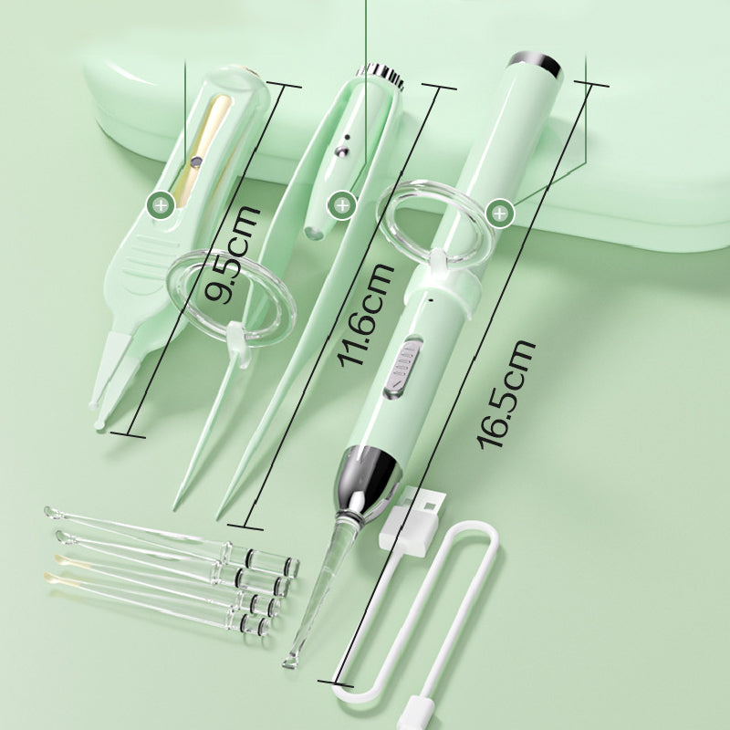 Set von 3 metallenen, beleuchteten aufladbaren Ohrenreinigungsgeräten