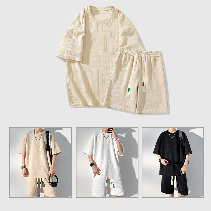 Herren-Trainingsanzug in Übergröße mit Kurzarm-T-Shirt und Shorts