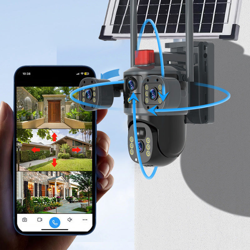 Solar 360° Überwachungskamera mit Dreifach-Linsen