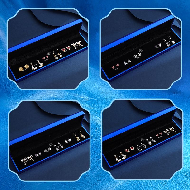 Stilvolles S925-Silber-Zirkon-Ohrring-Set für eine Woche (6 Paar) – Schönes Geschenk