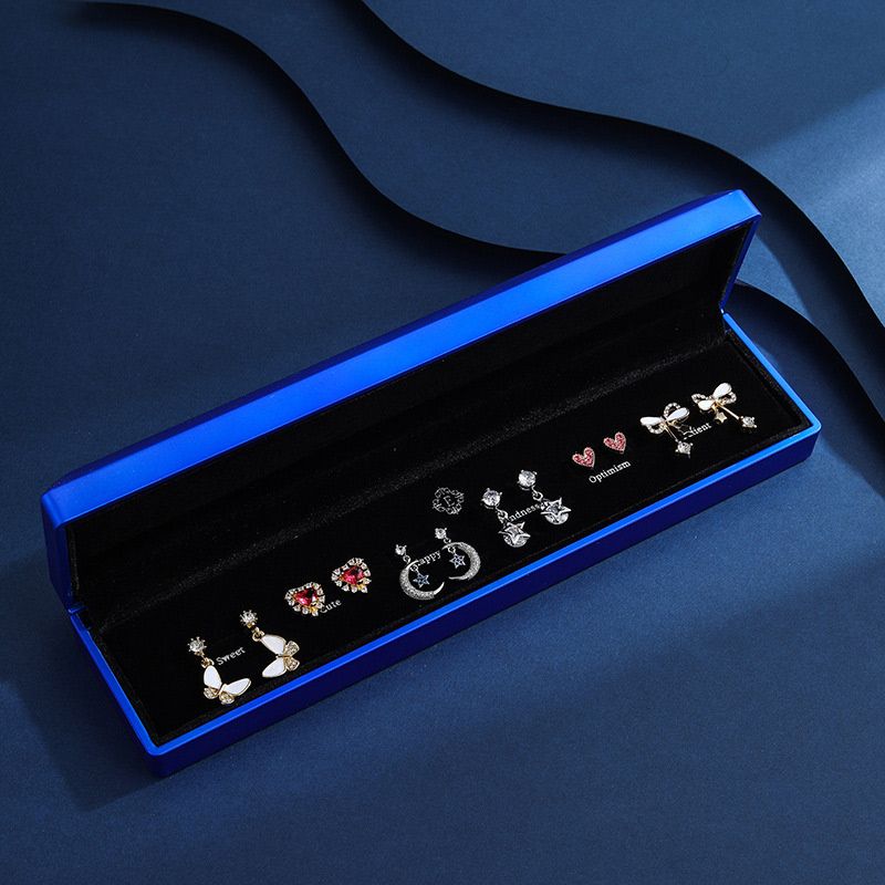 Stilvolles S925-Silber-Zirkon-Ohrring-Set für eine Woche (6 Paar) – Schönes Geschenk