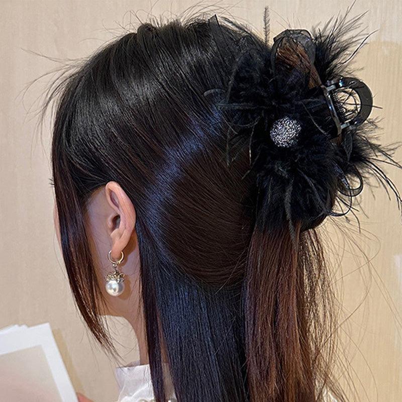 Kreatives Geschenk – Feder-Netz-Plüsch-Haarspange-Schmuck