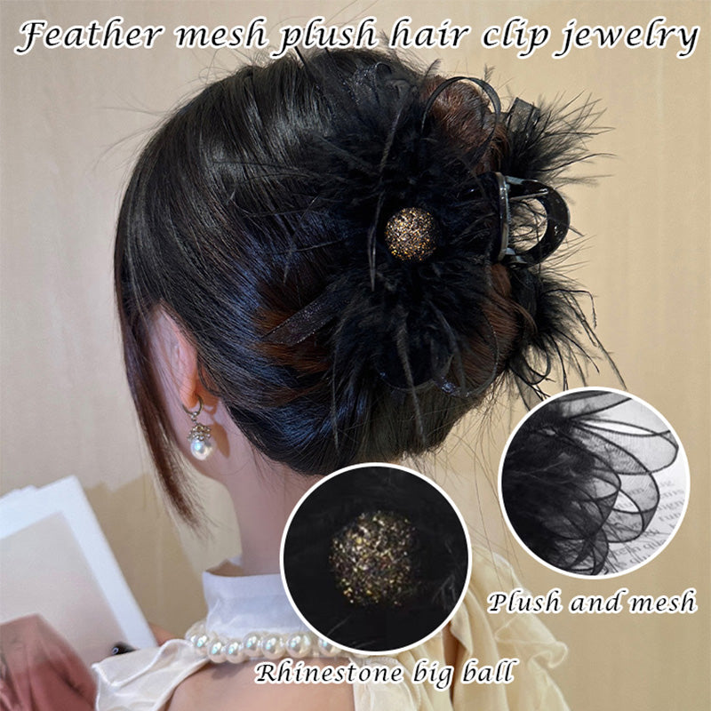 Kreatives Geschenk – Feder-Netz-Plüsch-Haarspange-Schmuck