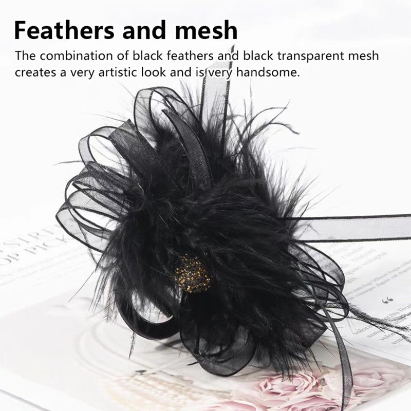 Kreatives Geschenk – Feder-Netz-Plüsch-Haarspange-Schmuck