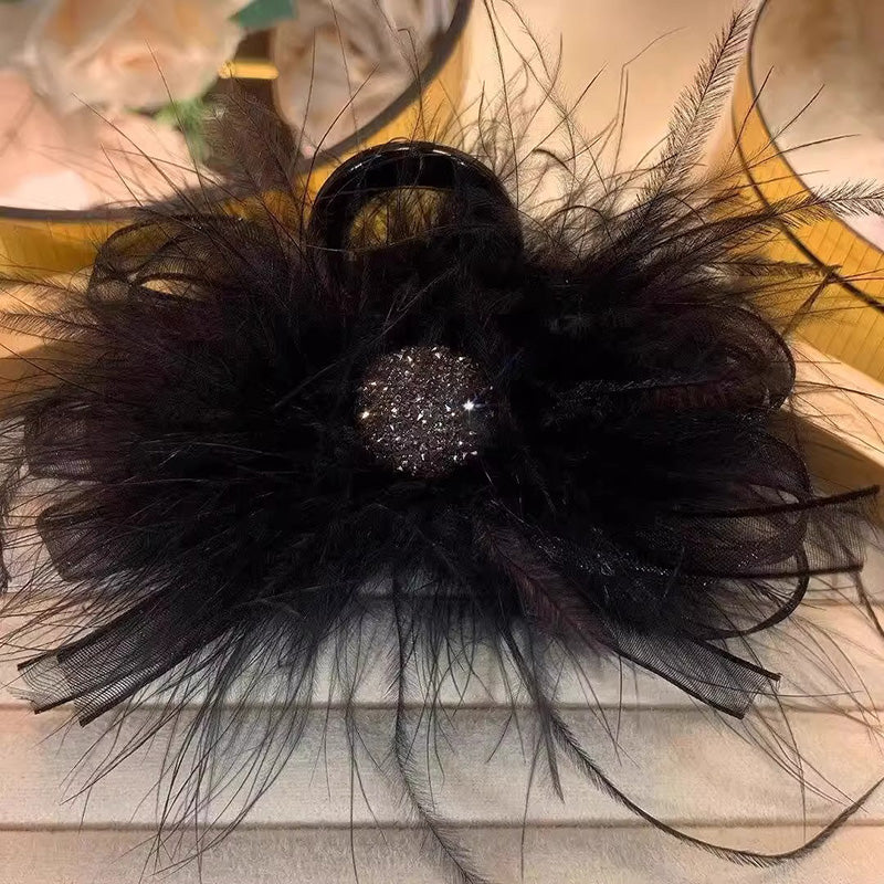 Kreatives Geschenk – Feder-Netz-Plüsch-Haarspange-Schmuck