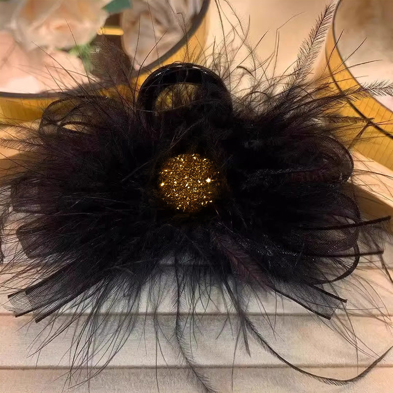 Kreatives Geschenk – Feder-Netz-Plüsch-Haarspange-Schmuck