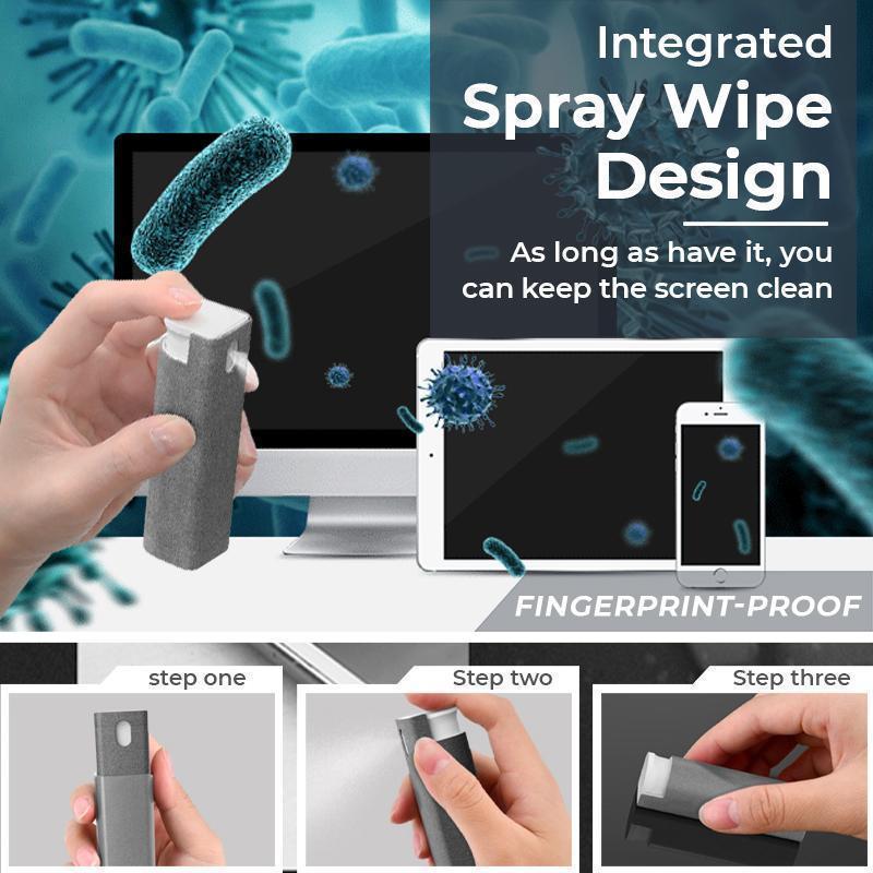 🎁Hot Selling 2025 - Neue 3 in 1 Bildschirm Reinigung Spray Flasche und Wisch