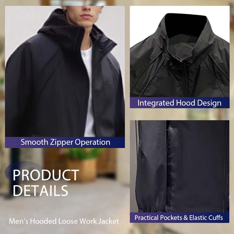 Herren-Arbeitsjacke mit Kapuze und lockerer Passform