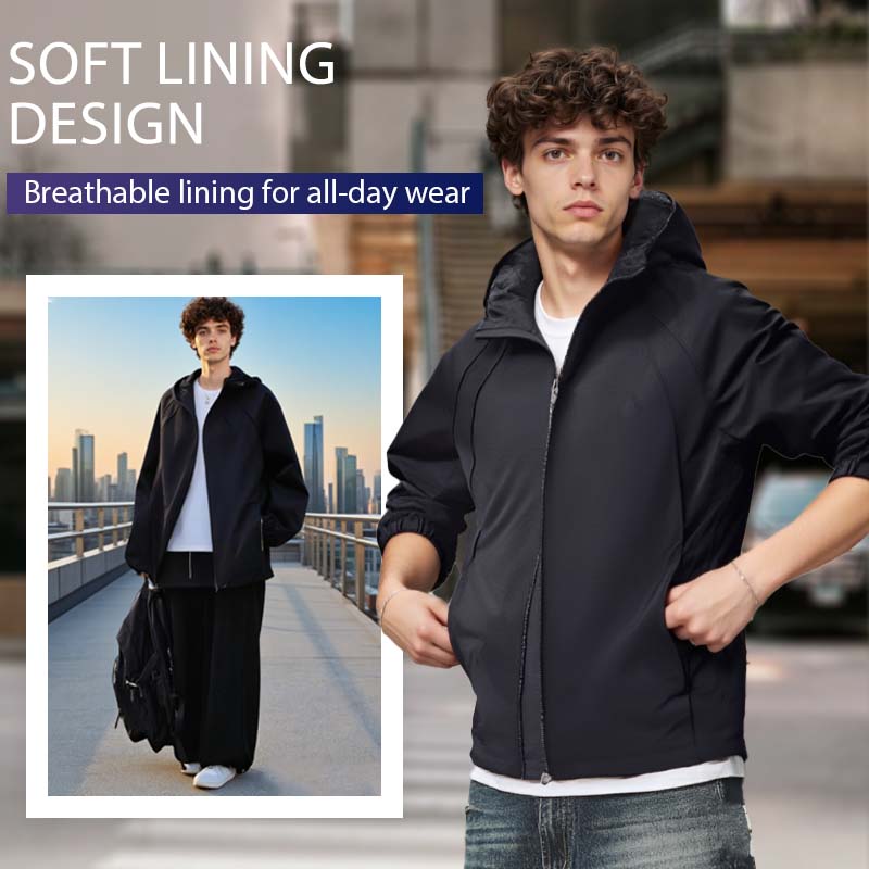Herren-Arbeitsjacke mit Kapuze und lockerer Passform