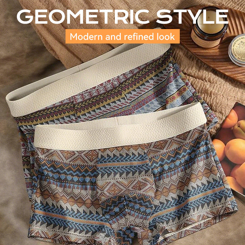 Atmungsaktive Boxershorts für Herren mit geometrischem Muster (1 kaufen 2 gratis dazu)