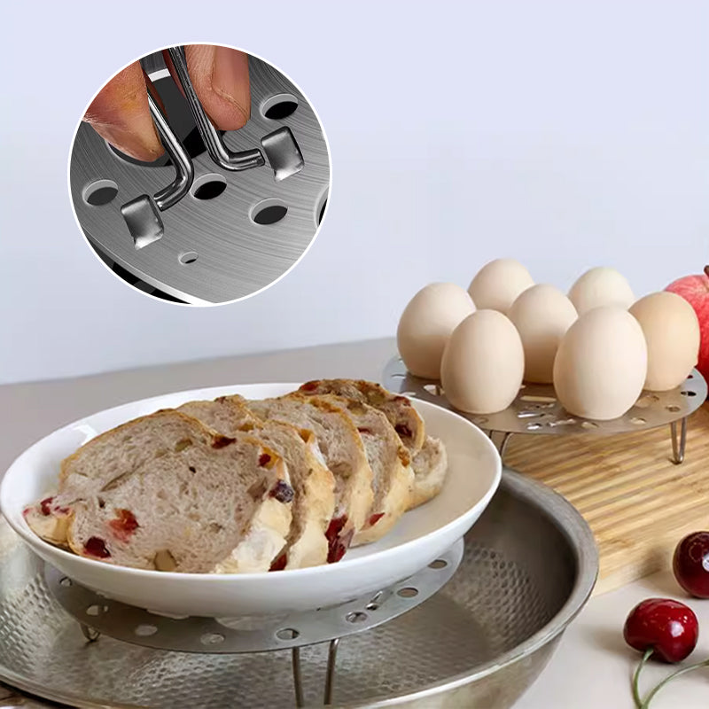 Silberner Edelstahl-Dämpfeinsatz mit Ständer zum Kochen