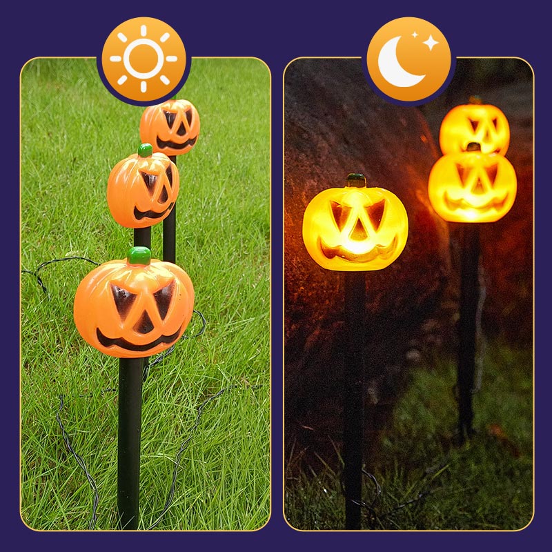 Halloween-Kürbis-Gartenstecker mit Solarleuchte