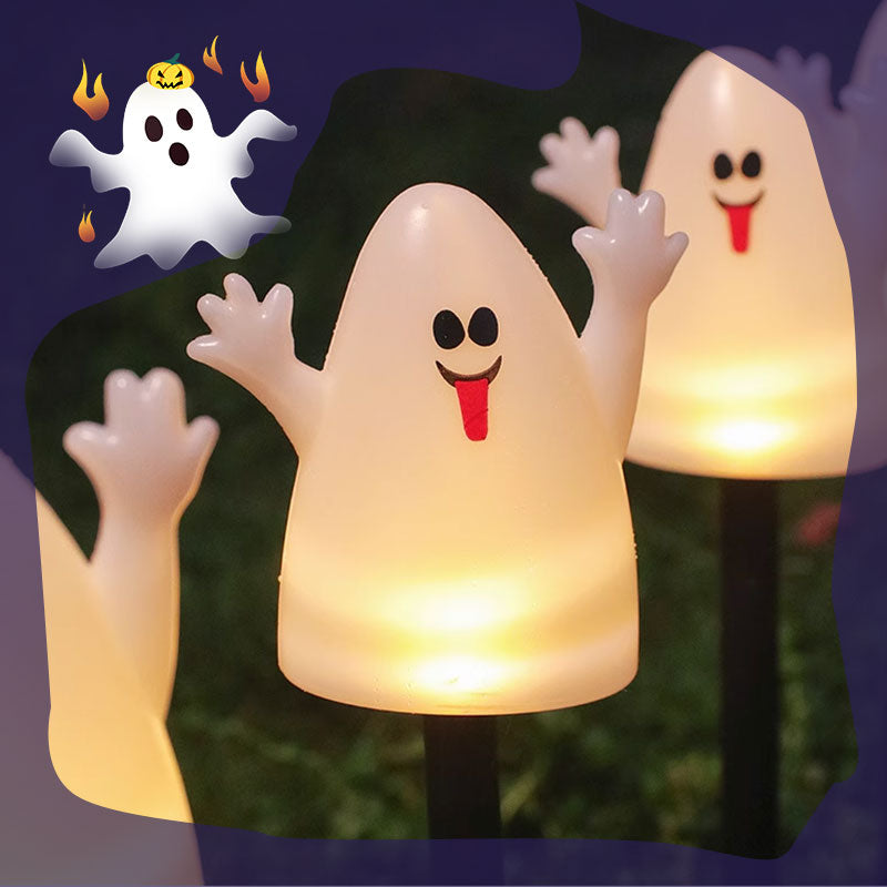 Halloween-Kürbis-Gartenstecker mit Solarleuchte