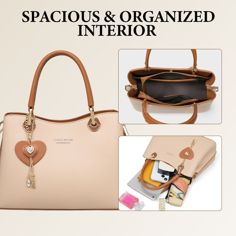 Elegante Damen-Tasche mit glänzendem Herzanhänger