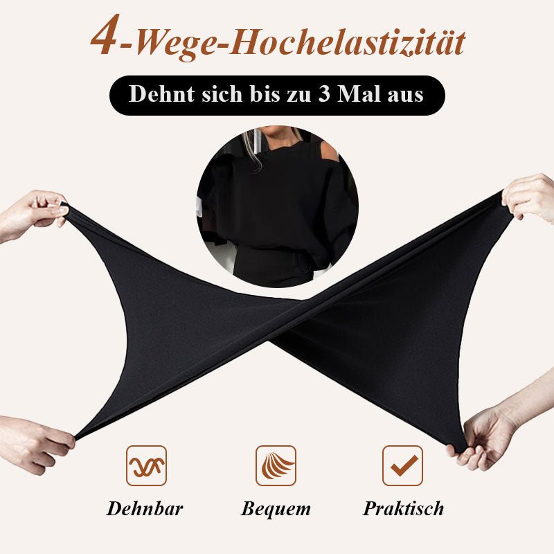 Damen-Set mit Sweatshirt mit schrägen Schultern und ärmellosem Kleid