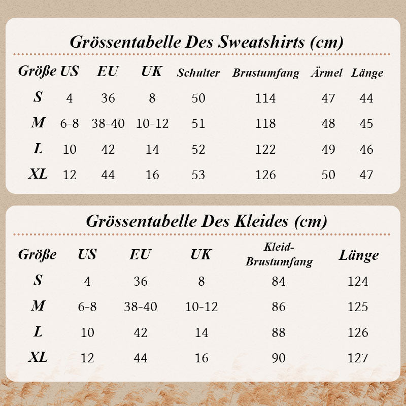 Damen-Set mit Sweatshirt mit schrägen Schultern und ärmellosem Kleid