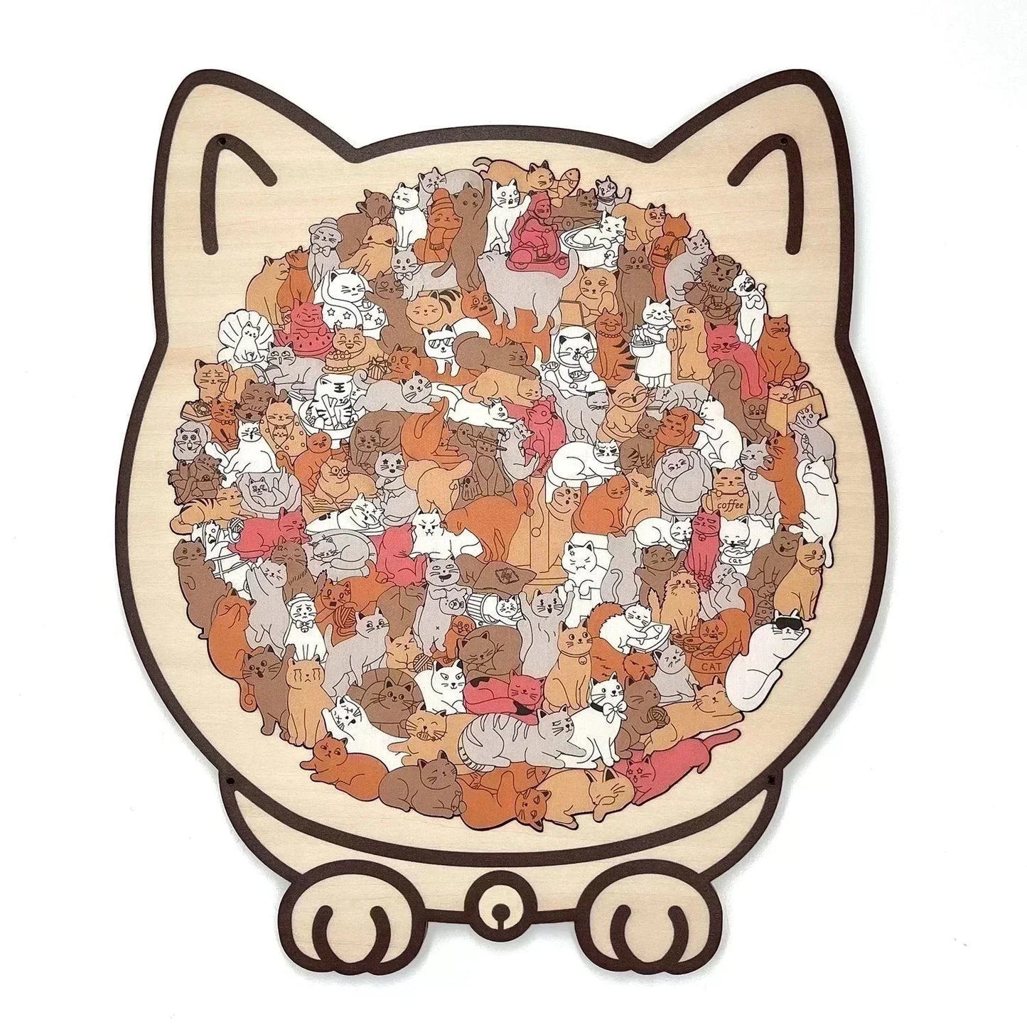 ✅50 % Rabatt🎅Morandi-farbenes Katzenförmiges Holzpuzzle mit 135 Teilen