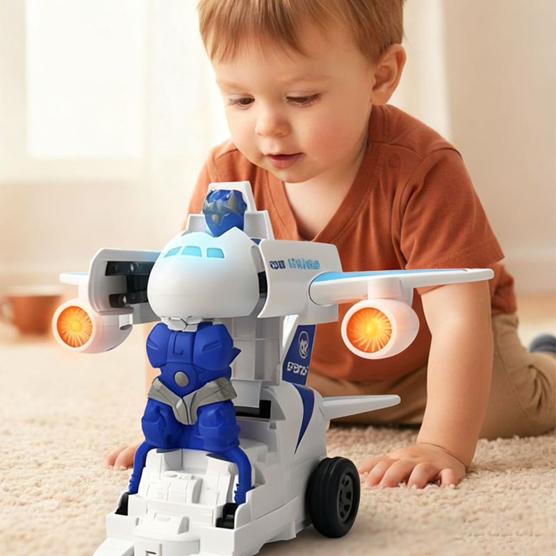 2-in-1 Elektrisches Verwandlungs-Flugzeug-Roboter-Spielzeug