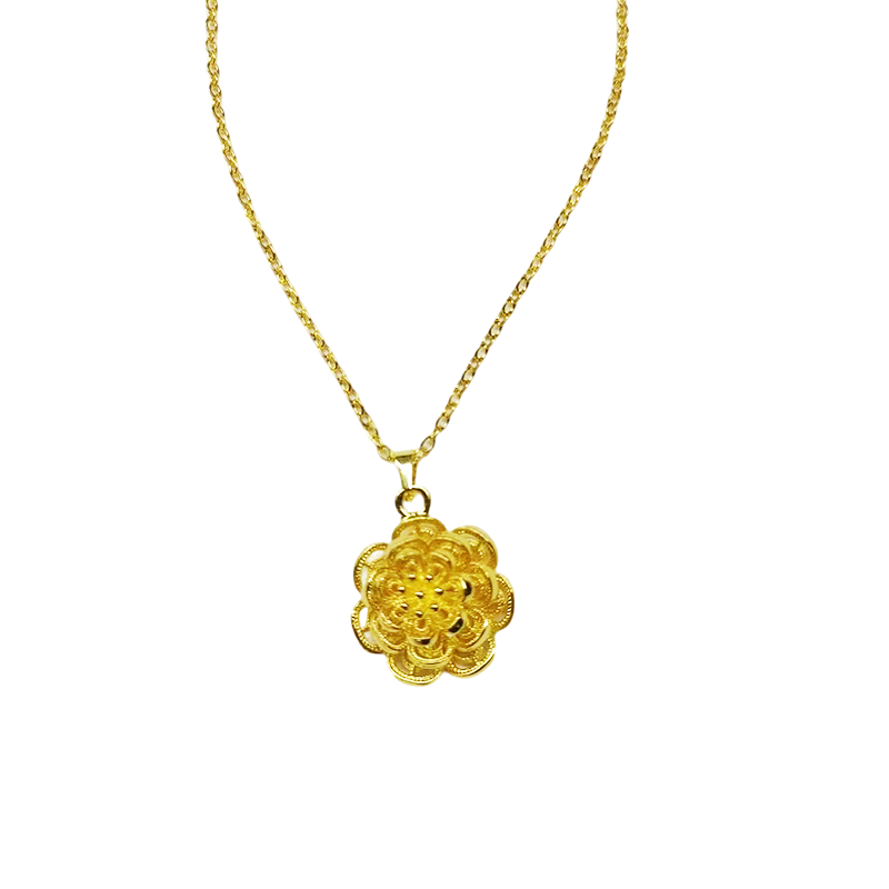 Elegante goldfarbene Blumen-Anhänger-Halskette
