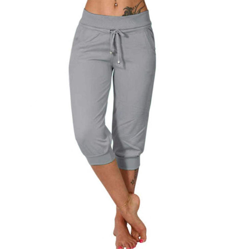 🔥Solange der Vorrat reicht 40 % Rabatt!🎉Damen 3/4 Jogginghose – Strickstoff, Hoher Bund mit Kordelzug, Mit Taschen