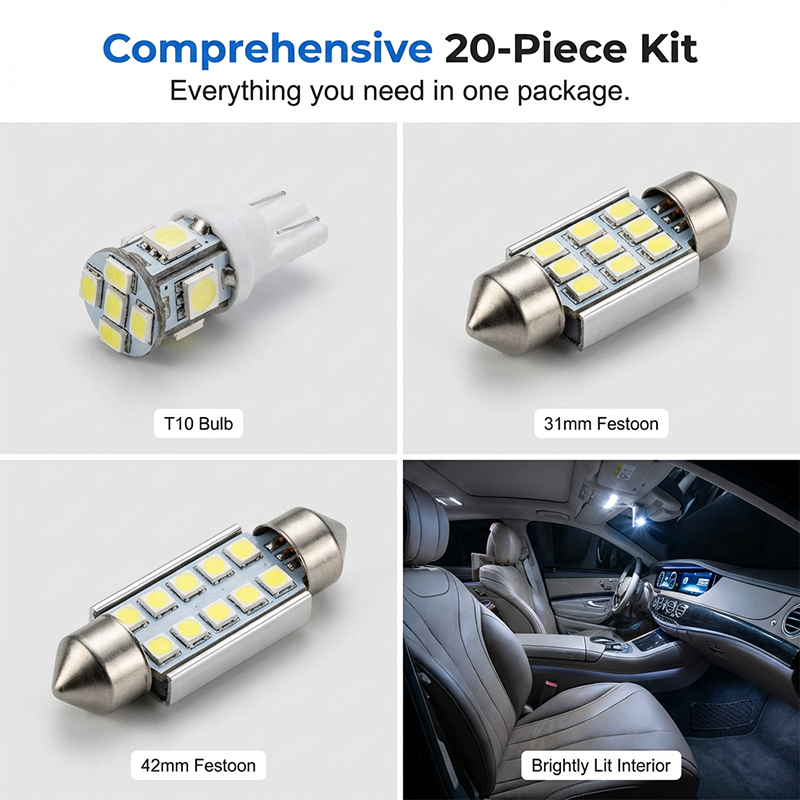Universelles 20-teiliges LED-Innenraumlicht-Set für Autos