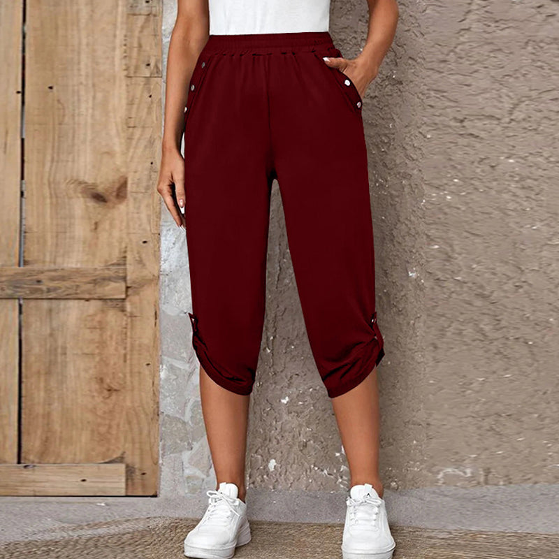 Lässige Caprihose für Damen mit elastischem Bund