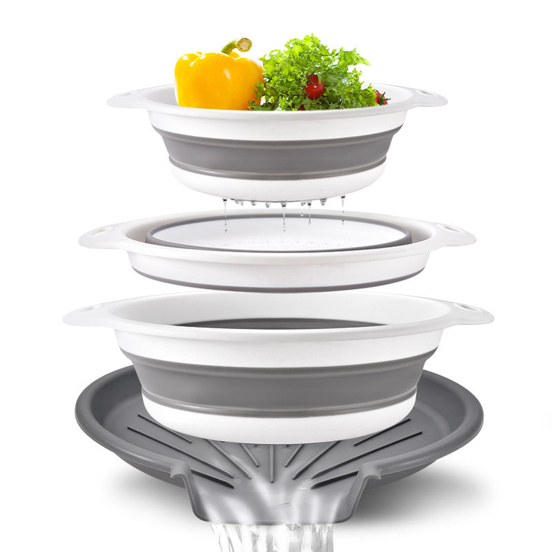 🔥 BEGRENZTES ANGEBOT: KOSTENLOSER VERSAND! 🥗 Multifunktionales, zusammenklappbares Sieb – Abtropfgestell mit Auffangschale, kompakt und praktisch für die Küche ✨