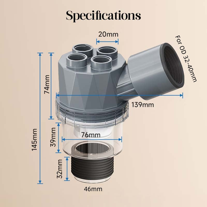 5-Wege-Abflussrohr-Adapter für Spülbecken mit Geruchsverschluss