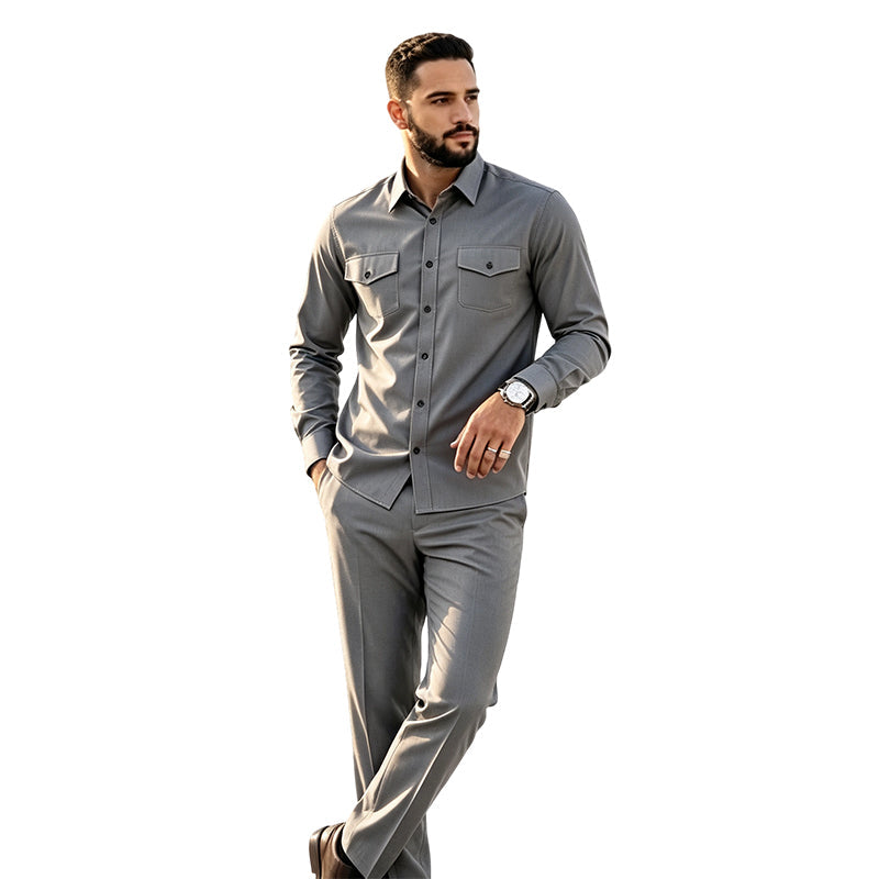 💎👖 Bestseller – Herren Zweiteiler-Set aus Polyester, bestehend aus Hemd und Hose