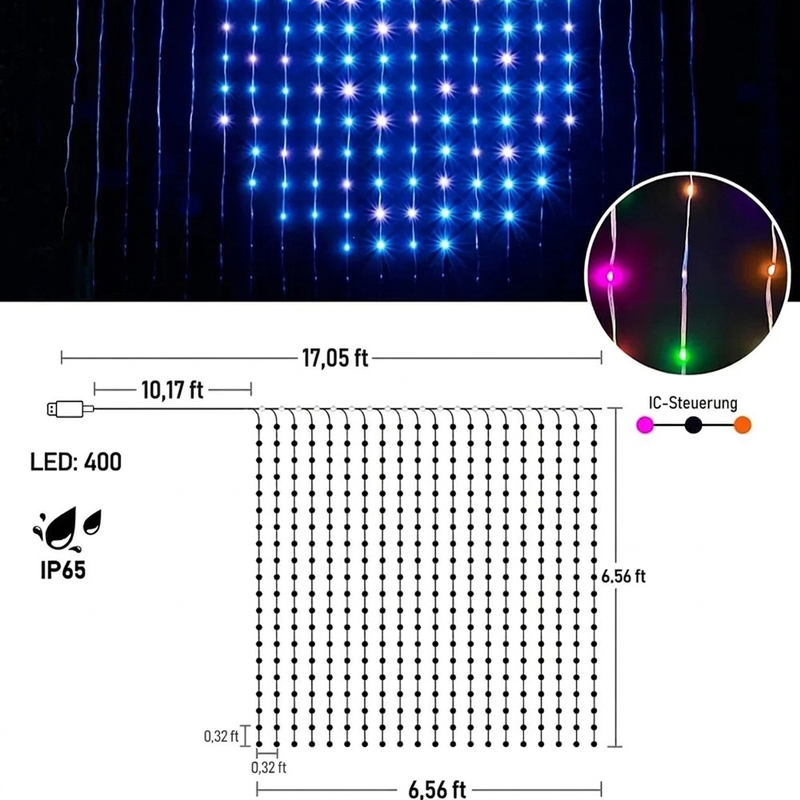 📢📢40% RABATT !!⏰Wasserdichte LED Vorhänger Lichterkette