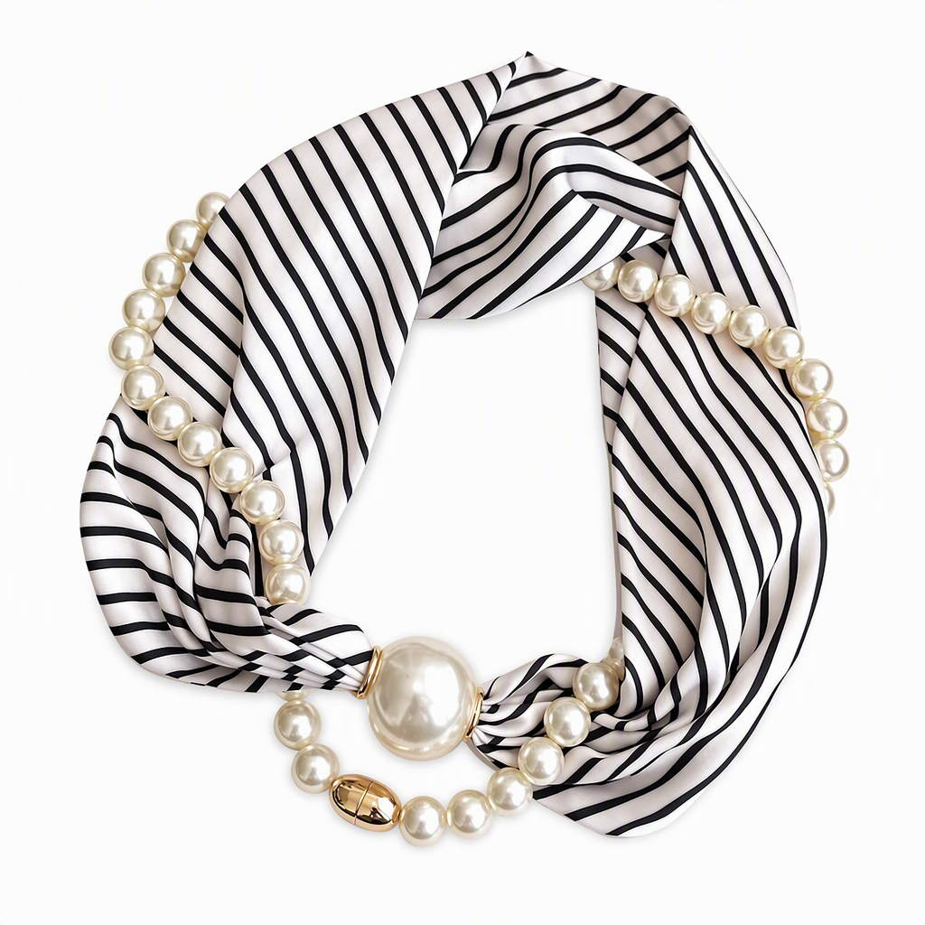 📿 50 % Rabatt 🧣 Perlen-Schal-Collier – Zeitlose Eleganz, verstellbare Schleife und schmucklöcherfreier Schmuck 🤍