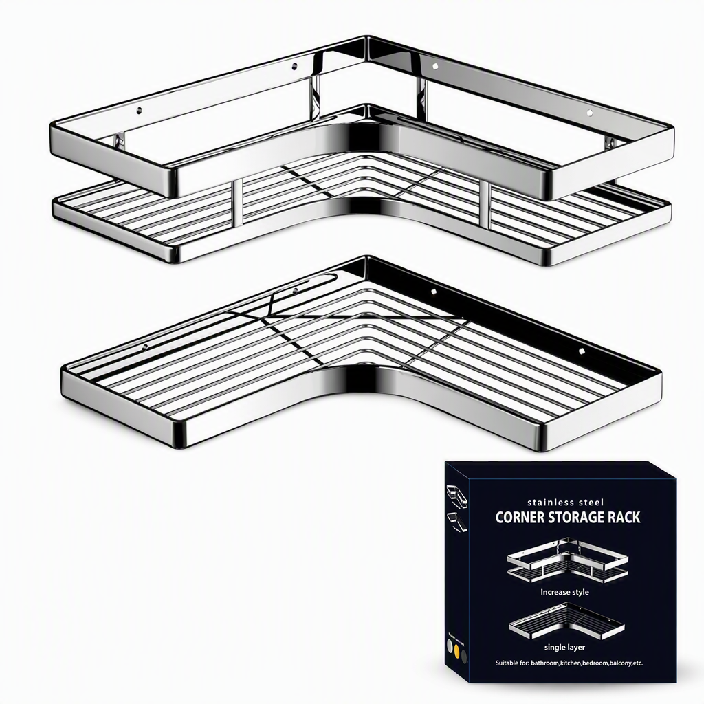 Bohrfreies Eckregal für das Badezimmer mit dreieckigem Dusch-Organizer-Gestell aus 8 mm starker Flachstange