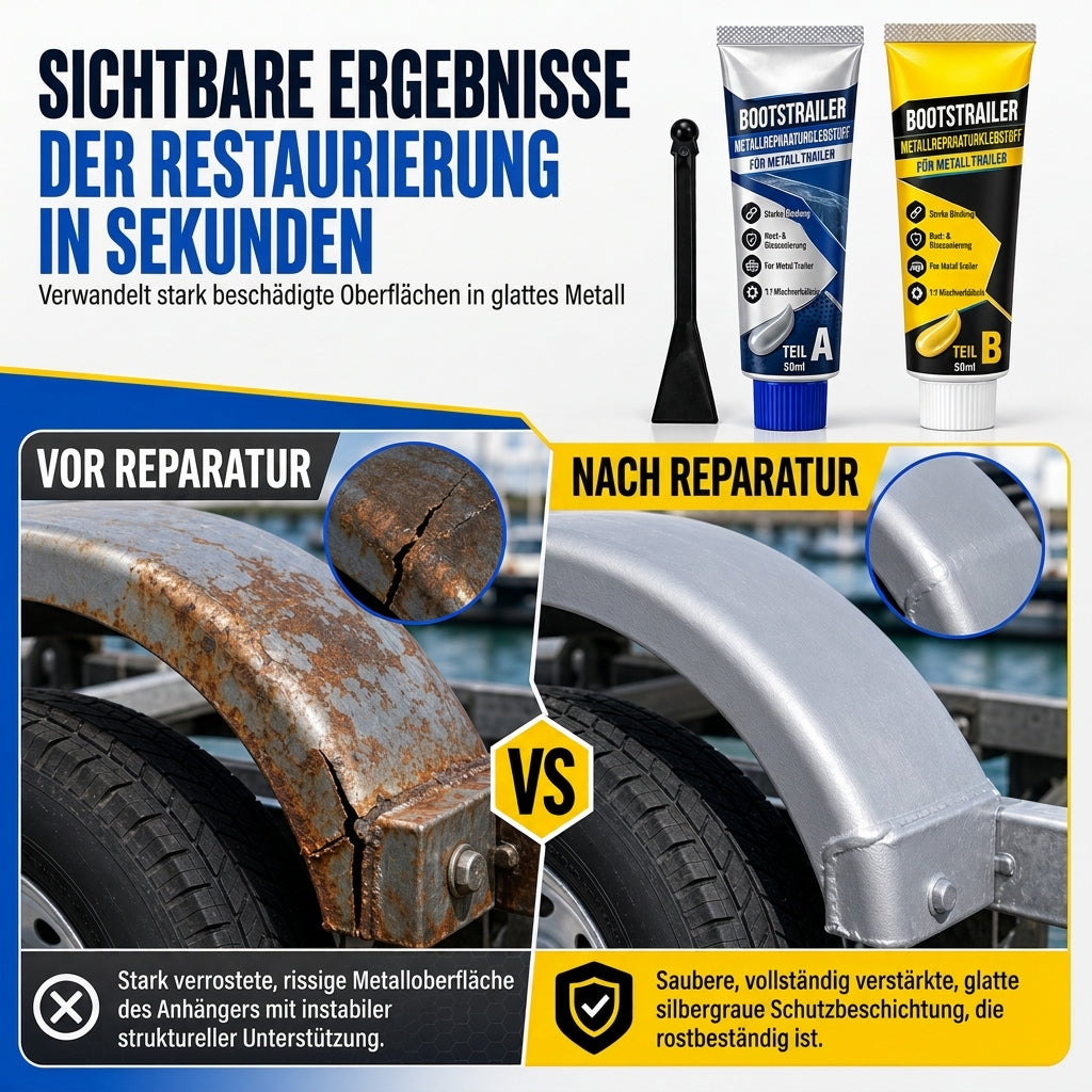 Bootsanhänger Metallreparaturklebe, Zweikomponenten AB Klebstoff Kit zur Spaltreparatur mit Pinsel